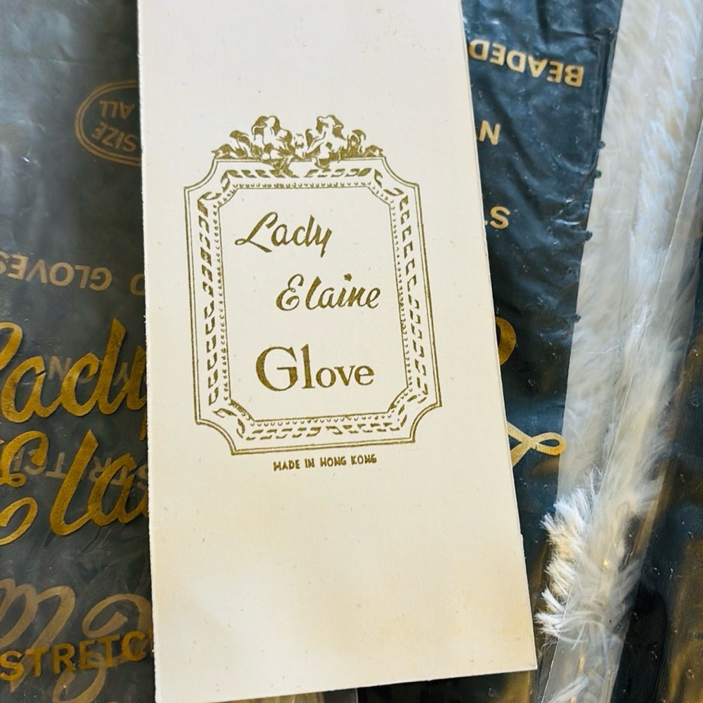 Vintage Lady Elaine black stretch beaded 3/4 length dress gloves.  NEW. Size 7 - Picture 5 of 9